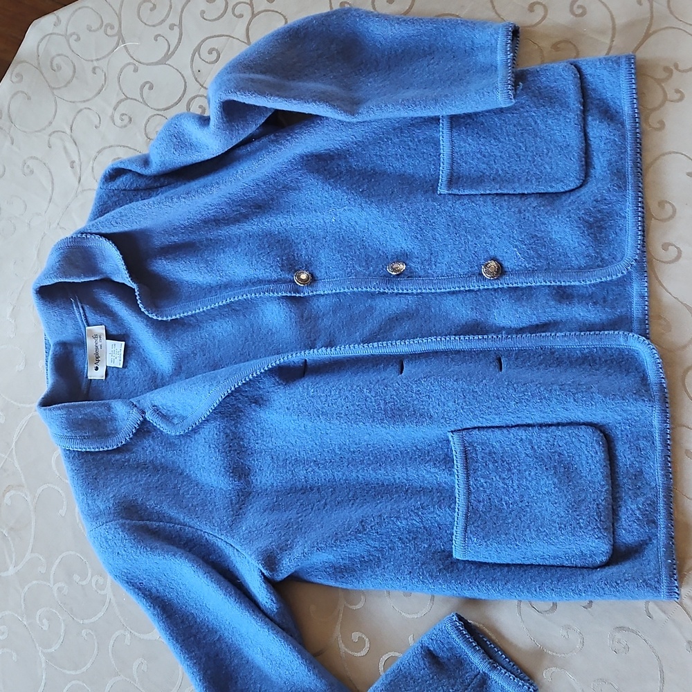 Appleseeds Bouled Wool Jacket, Light Blue, Size L (Fits More Like Xl)